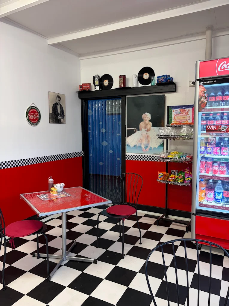 Inside the retro diner at Somewhere to Go, Northampton WA
